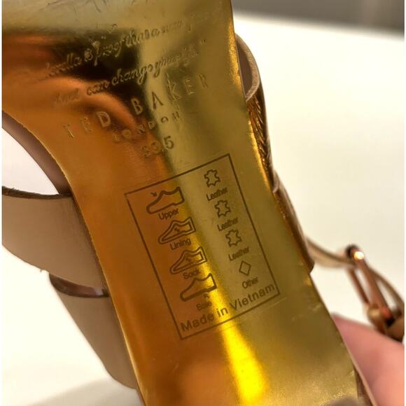 Ted Baker Women's Adilina Rose Gold Ankle Strap Heeled Sandals Size 39.5 US Sz 9 - Picture 8 of 8